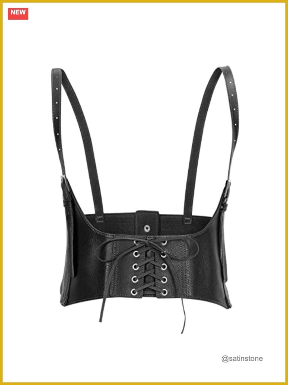 Faux Leather Corset Waist Belt Elastic Underbust Lace-Up Steampunk Waspie Belt